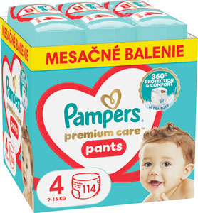 Pampers Premium Pants plienkové nohavičky veľkosť 4 114 ks 9-15 kg mesačné balenie