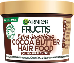 Garnier Fructis maska Hair Food Cocoa Butter uhladzujúca na nepoddajné, krepovité vlasy 400 ml