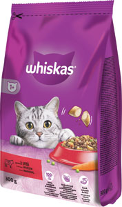 Whiskas granule s hovädzím mäsom pre dospelé mačky 300 g