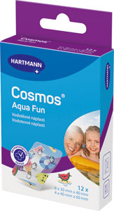Cosmos detská vodeodolná náplasť Aqua Fun v 2 veľkostiach 12 ks