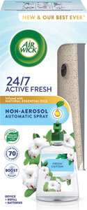 Air Wick Active Fresh automatický difuzér a náplň na vodnej báze Svieža bavlna 228 ml