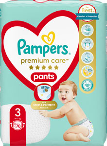Pampers Premium Pants plienkové nohavičky veľkosť 3 70 ks 6-11 kg