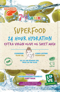 7th Heaven Superfood 24 Hour Hydration pleťová maska na obrúsku Extra Virgin Olive Oil 1 ks