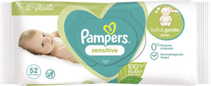 Pampers Wipes vlhčené utierky Sensitive Plastic free 52 ks