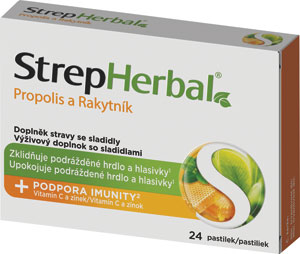 StrepHerbal pastilky Propolis a Rakytník