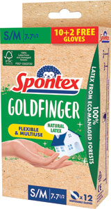 Spontex Goldfinger jednorázové latexové rukavice S/M 12 ks