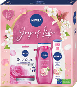 Nivea darčeková sada Joy of Life textilná maska, sprchový gél, telové mlieko