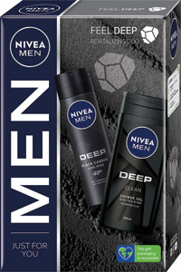 Nivea Men darčeková sada Feel Deep antiperspirant, sprchový gél 