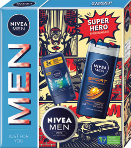 Nivea Men darčeková sada Super Hero antiperspirant, krém, sprchový gél 