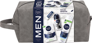 Nivea Men darčeková sada Feeling Sensitive balzam po holení, antiperspirant, gél na holenie, Labello