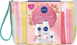 Nivea darčeková sada Rose telové mlieko, sprchový gél, antiperspirant, Labello