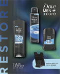 Dove darčeková sada Men+Care Clean Comfort sprchovací gél 250 ml, antiperspirant 150 ml, tuhý antiperspirant 50 ml, peňaženka na mobil - Teta drogérie eshop