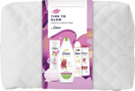 Dove darčeková sada Glowing sprchovací gél 225 ml, telové mlieko 250 ml, šampón 250 ml, antiperspirant 150 ml, tuhé mydlo 90 g, kozmetická taška - Teta drogérie eshop
