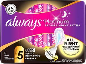Always Ultra hygienické vložky Secure Night Extra 8 ks