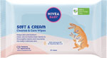 Nivea Baby čistiace a ošetrujúce obrúsky Soft & Cream 57 ks - Teta drogérie eshop