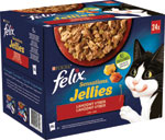 Felix Sensations Jellies Lahodný výber 4 druhov príchtí  (24x85g) hovädzie s rajčinami/ kura s mrkvou/ kačica/ jahňacie v och. želé - Teta drogérie eshop