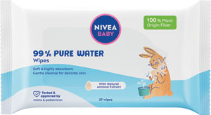 Nivea Baby čistiace obrúsky 99% Pure Water 57 ks