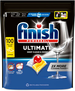 Finish Ultimate All in 1 kapsuly do umývačky riadu Lemon Sparkle 100 ks