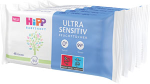 HiPP Babysanft detské čistiace vlhčené obrúsky ultra sensitive 5 x 48 ks