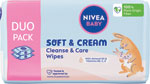 Nivea Baby čistiace a ošetrujúce obrúsky Soft & Cream duopack 2 x 57 ks - Teta drogérie eshop
