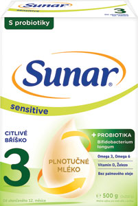 Sunar Sensitive 3 batoľacie mlieko 500 g