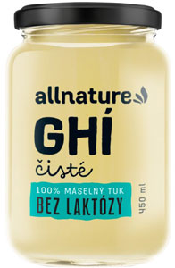 Allnature GHÍ čisté 100 % maslový tuk bez laktózy 450 ml