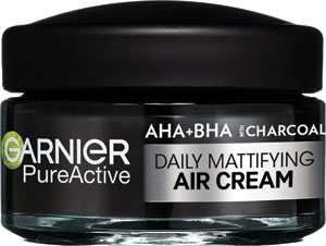 Garnier Pure Active AHA + BHA ľahký denný zmatňujúci krém 3v1 s aktívnym uhlím 50 ml