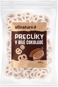 Allnature praclíky v bielej čokoláde 100 g