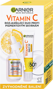 Garnier Skin Naturals Vitamin C Duopack (denný rozjasňujúci UV fluid SPF 50+ invisible, 40 ml + rozjasňujúce supersérum s vitamínom C, 30 ml)