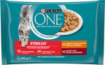 Purina ONE Sterilcat minifiletky s kuracím mäsom a zelenými fazuľkami, s hovädzím mäsom a mrkvou v šťave - Teta drogérie eshop