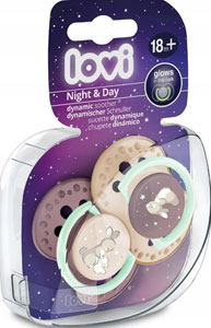 LOVI dynamický utišujúci cumlík 18m+ Night & Day dievča 2 ks
