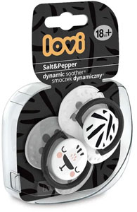 LOVI dynamický utišujúci cumlík 18m+ 2 ks Salt & Pepper