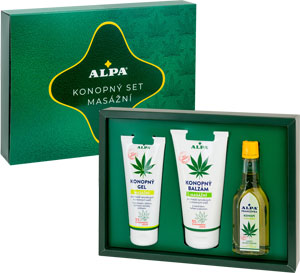 Alpa konopný set Francovka konope 60 ml, masážny balzam 150 ml, masážny gél 100 ml