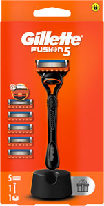 Gillette Fusion5 strojček + 5 náhradných hlavíc + stojan