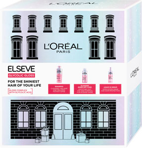 Elseve darčeková sada GLYCOLIC GLOSS šampón 250 ml, oplachovacia starostlivosť 150 ml, bezoplachové sérum 150 ml