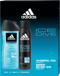 Adidas darčeková sada Ice Dive sprchový gél 250 ml, deodorant 150 ml