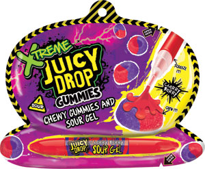 Bazooka Juicy Drop Gummies Xtreme kyslé želé cukríky 57 g