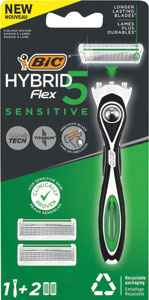 BIC 5 holiaci strojček Hybrid Sensitive +2ks náhrady