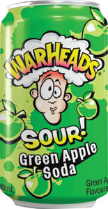 WARHEADS ochutený sýtený nealkoholický nápoj Zelené jablko 330 ml