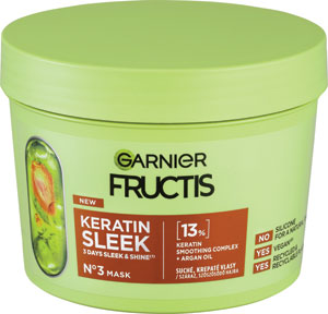 Garnier Fructis Keratin Sleek maska na suché a krepovité vlasy 370 ml