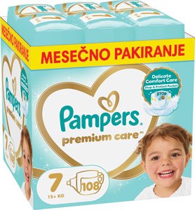 Pampers Premium detské plienky veľkosť 7 108 ks 15+ kg mesačné balenie