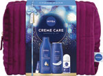 Nivea darčeková sada Bag Creme Care 2025 telové mlieko 400 ml, sprchovací gél 250 ml, antiperspirant 50 ml, labello balzam na pery 4,8 g - Teta drogérie eshop