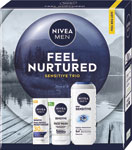 Nivea darčeková sada Men Box Face Sensitive 2025 denný krém SPF30 50 ml, čistiaci gél 100 ml, sprchovací gél 250 ml - Teta drogérie eshop