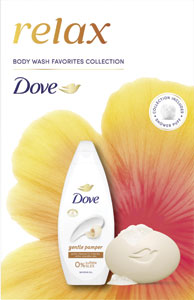 Dove darčeková sada Gentle pamper sprchovací gél 250 ml, tuhé mydlo 90 g, hubka