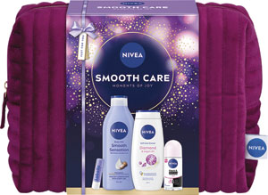 Nivea darčeková sada Bag Smooth Care 2025 telové mlieko 400 ml, sprchovací gél 250 ml, antiperspirant 50 ml, Labello balzam na pery 4,8 g