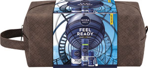 Nivea darčeková sada Men Bag Protect 2025 balzam po holení 100 ml, gél po holení 200 ml, antiperspirant 50 ml, Labello balzam na pery pre mužov