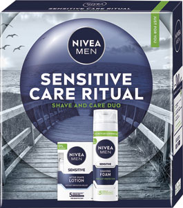 Nivea darčeková sada Men Box Lotion Sensitive 2025 voda po holení 100ml, pena na holenie 200 ml