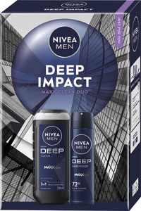 Nivea darčeková sada Men Box Deep Impact 2025 antiperspirant 150 ml, sprchovací gél 250 ml