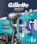 Gillette darčeková sada holiaci strojček Mach3 Charcoal, 2 holiace hlavice, Series Cleansing gél 200 ml, ponožky - Teta drogérie eshop