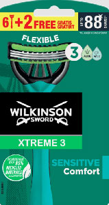 Wilkinson Xtreme3 Sensitive jednorazový holiaci strojček 6+2 ks